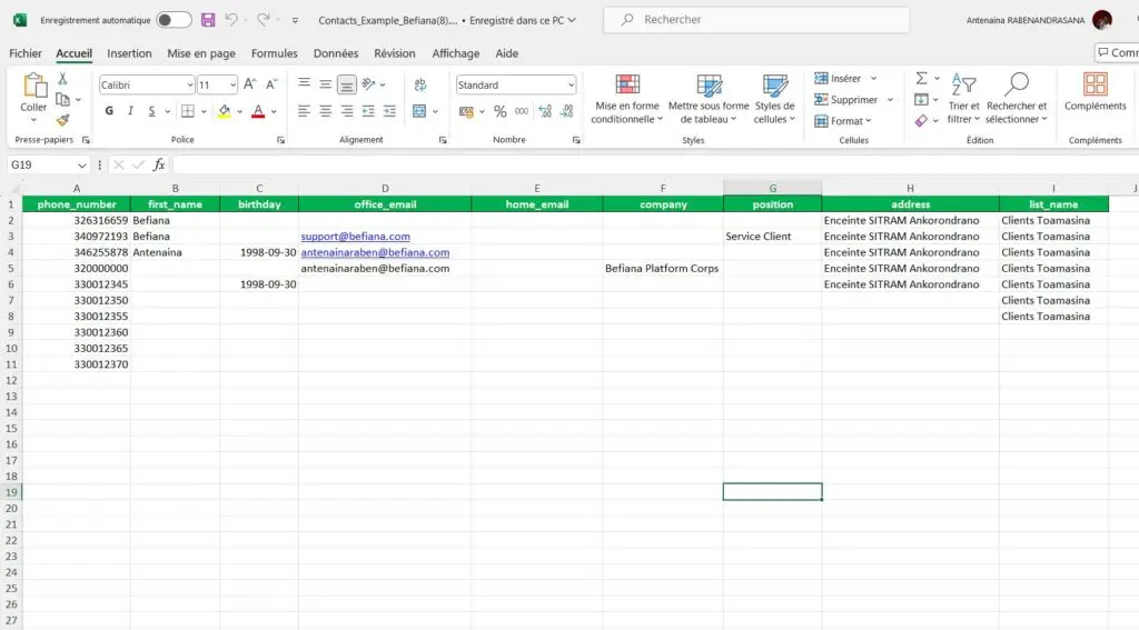 Excel - SMS by BEFIANA