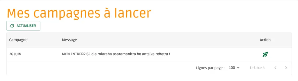 Mes campagnes à lancer - Befiana Connect