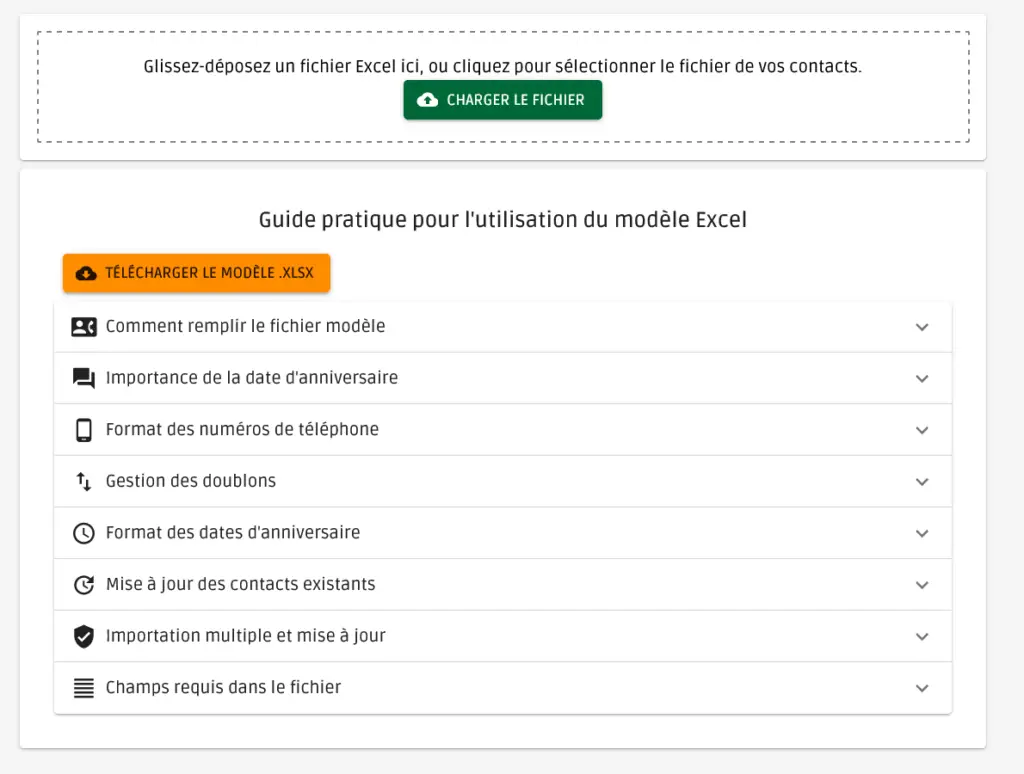 Importer des Contacts via Excel - SMS by BEFIANA